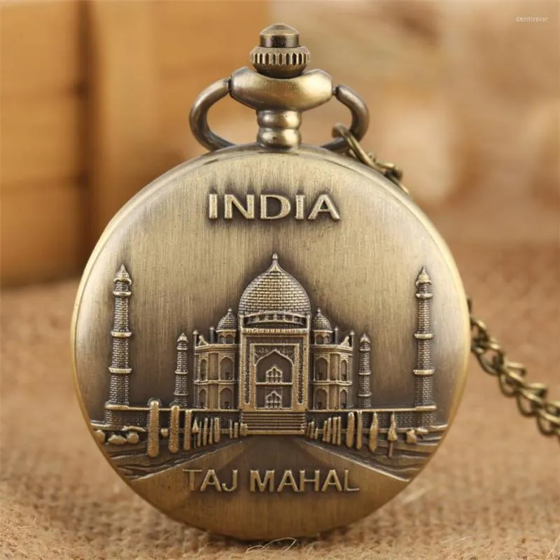 Exquisite Taj Mahal Avia Pocket Watch With Quartz Movement And Fob