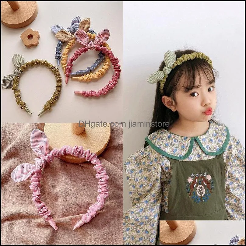 Fasce per bambini Carino Bello Fiori di stoffa Stampato Cerchietto per capelli Piccolo stile fresco Moda Neonate Orecchie di coniglio Bowknot Fascia per capelli Hoo Otpqx