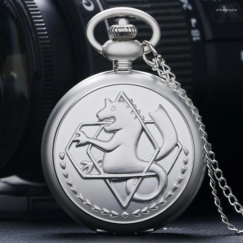 Pocket Watchs FOBS Men Femmes Fullmetal Alchemist Edward Elric Quartz Watch Cosplay Cartoon Fob Clock Pendant Unisex Gift with Chain