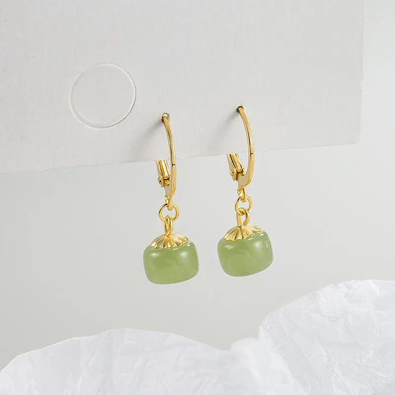Boucles d'oreilles à tige VOQ Hetian Jade perle ronde Style chinois rétro lumière nationale luxe élégant Noble bijoux pour femmes