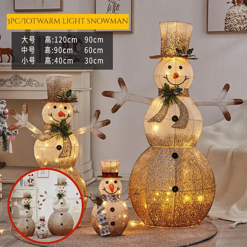 Weihnachtsdekorationen, 1 Set, 12/90/40 cm, Schneemann, schmiedeeisernes Rentier, Lichter, Thekendekoration, Einkaufszentrum, Supermarkt, Urlaubsszenendekoration