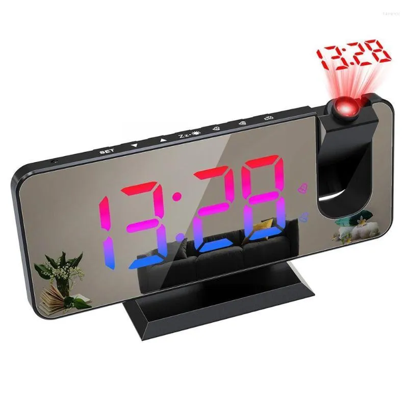 Table Clocks 2023 Led Large Screen Mirror Dual Alarm Clock Rgb Electronic Gradual Color Change Decoration Projecti G3l7