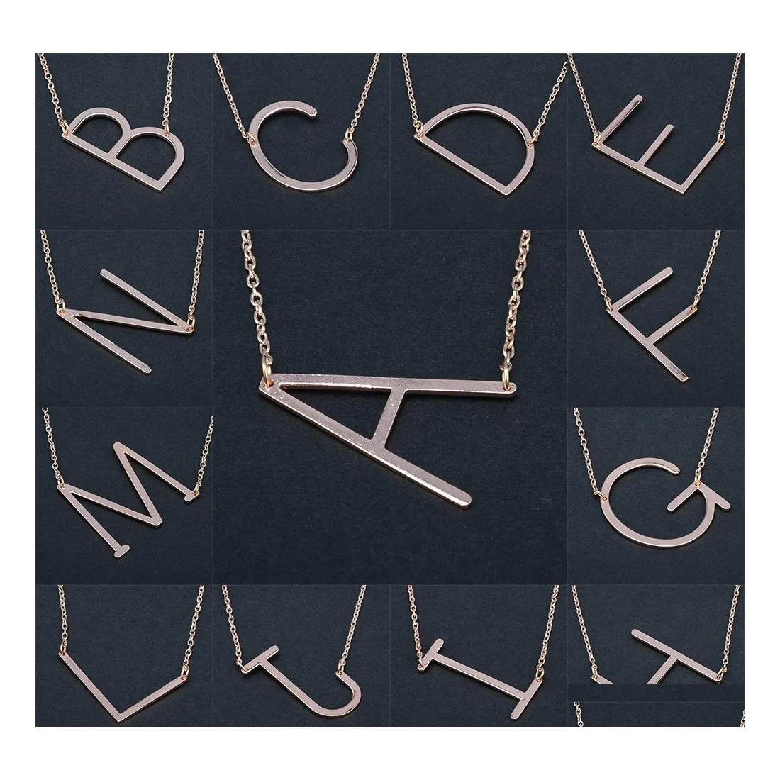 Anhänger Halsketten Gold Sier Anfangsbuchstabe für Frauen Personalisierte 26 Englische Alphabet Charm Ketten Halsband Modeschmuck in BK Drop Otxce