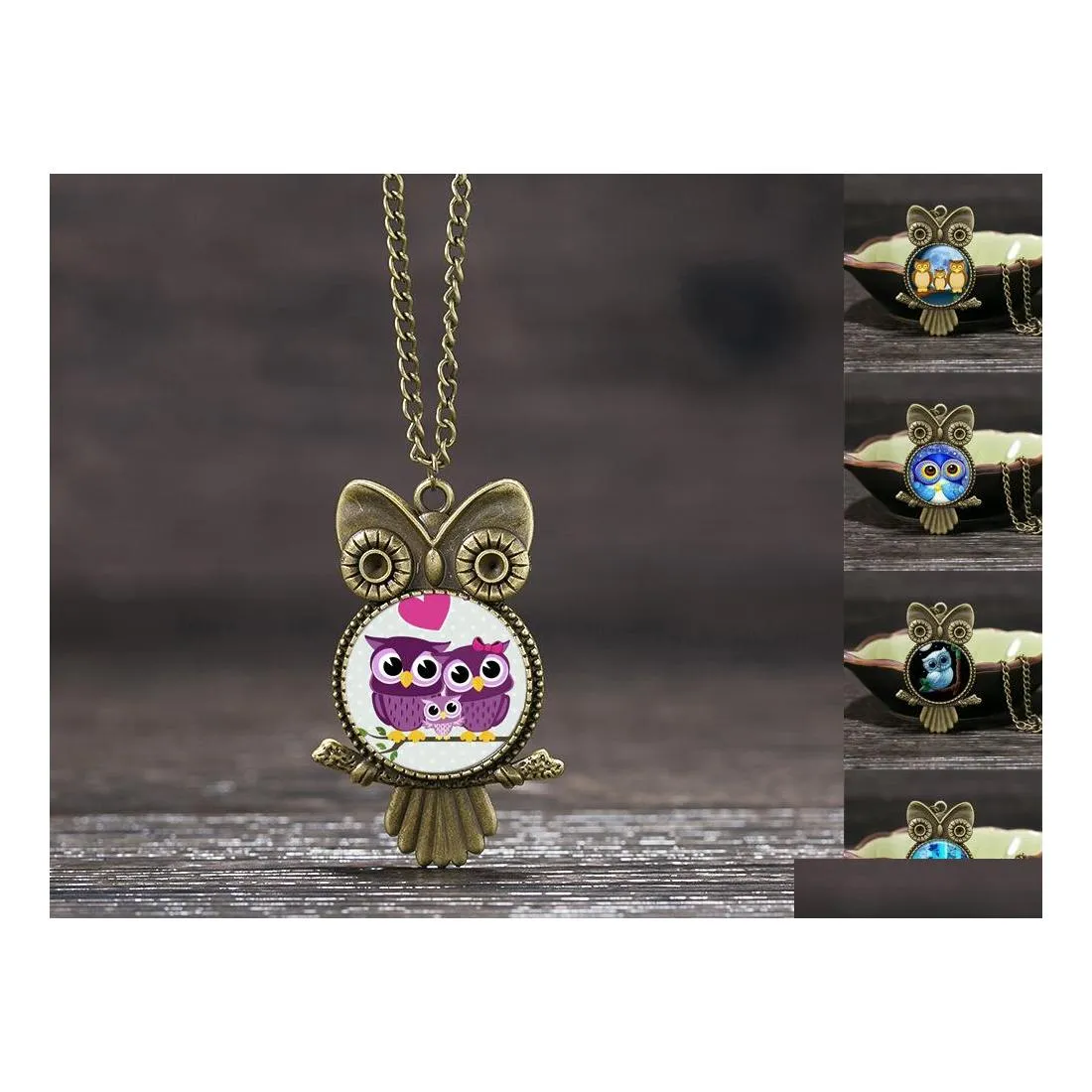 Pendentif Colliers Bijoux de mode Mignon Hibou Collier Rétro Dessin Animé Chandail Chaîne Pour Femmes Bijoux Accessoires Usine Drop Livrer Oty9W