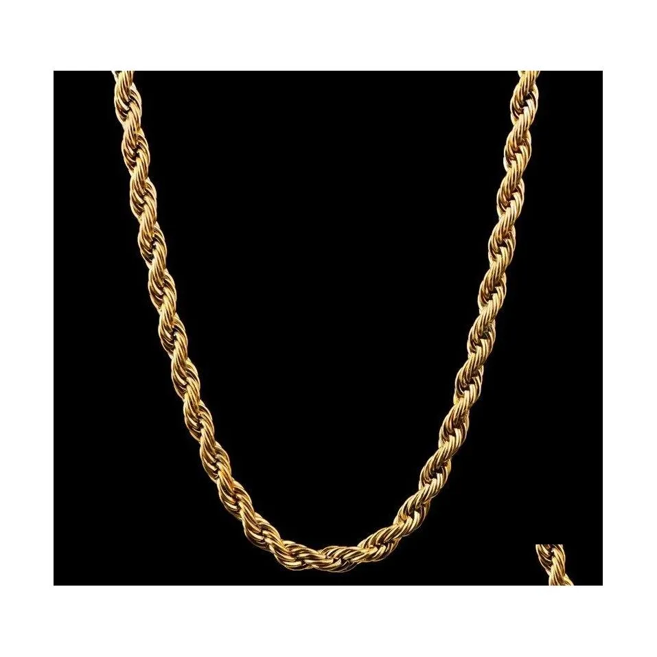 Chains Bk 18K Gold Plated For Women Men M Twisted Rope Choker Necklaces Jewelry Size 18 20 22 24 30 Inches 289 G2 Drop Delivery Penda Dhbj9