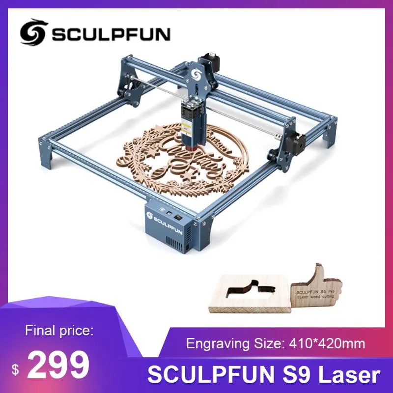Stampanti SCULPFUN S10/S9 Incisione laser Tecnologia di sagomatura del raggio ultrasottile Macchina da taglio per incisore acrilico 410x420mm