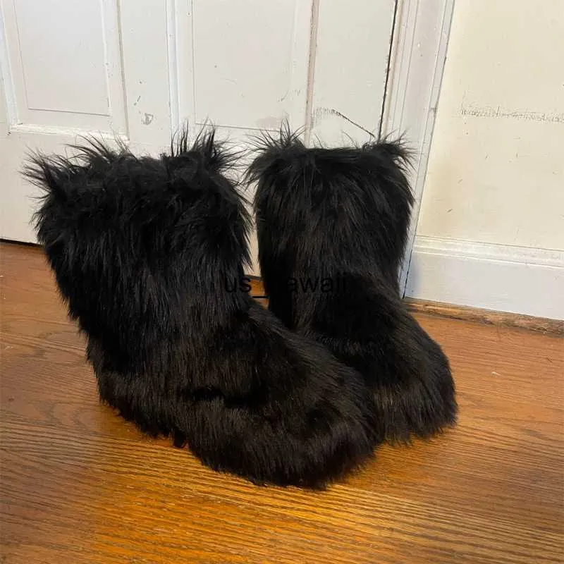 Сапоги новая мода Fox Fur Woman Снежные сапоги Rainbow Multi -Ploor Lady Winter Boots Теплые ботинки женские ботинки ботинки Bottes de neige fems 0128v23