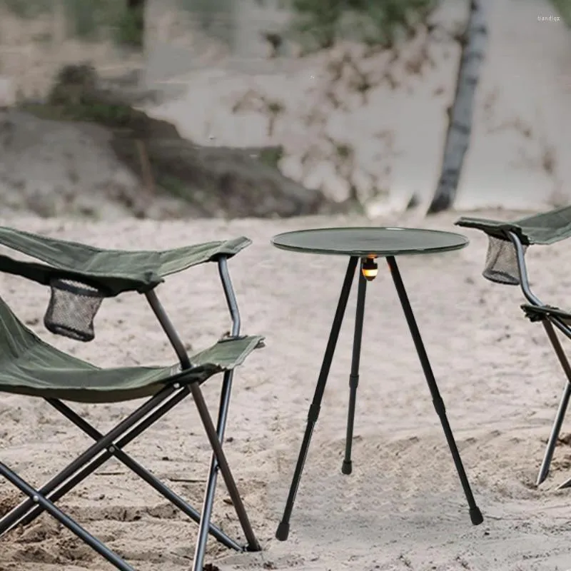 Mobili da campeggio Tavolo da campeggio pieghevole da esterno portatile da viaggio a guida autonoma rotondo con picnic leggero in lega di alluminio