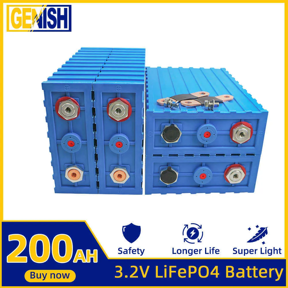 16/32PCS 3.2V Lifepo4 Battery 200Ah GRADE A NEW DIY 24V 48V Rechargeable Batteri Pack For Boats RV Golf Carts Cells With Busbars