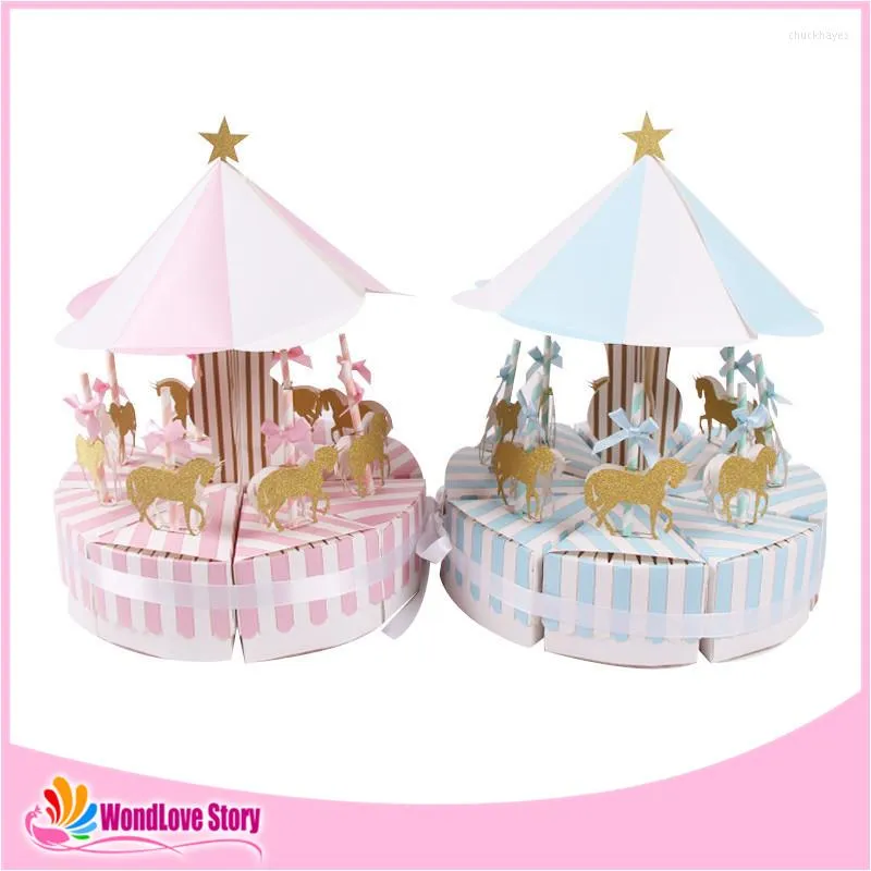 Gift Wrap 8pcs/set Carousel Paper Box Wedding Favors And Gifts Party Baby Shower Candy Birthday S Kids