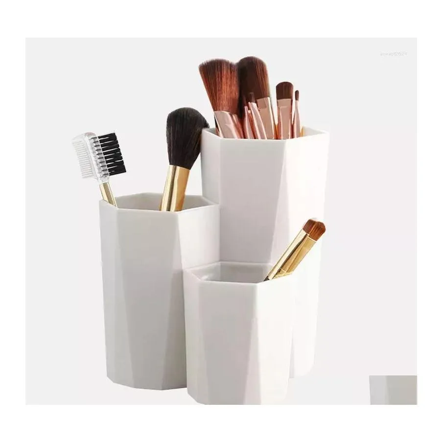 Förvaringslådor BIN 2023 Lattices Cosmetic Makeup Brush Box Nagellackhållare Make Up Tools Pen Rack Table Orga Drop Delivery Home DHQJM