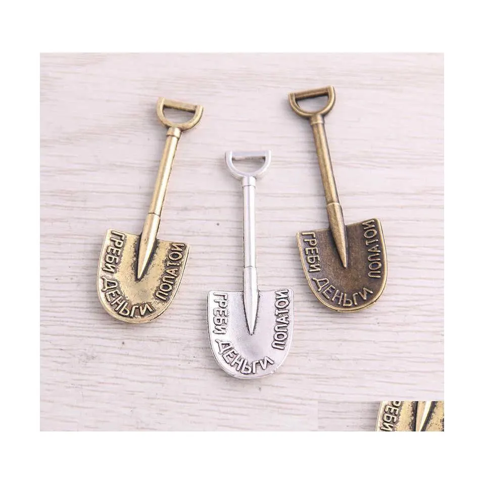 Charms 30st Vintage Shovel Pendant Three Color Fit Armband Halsband Diy Metal Jewelry Making Drop Leverans Fyndkomponenter DHFNM