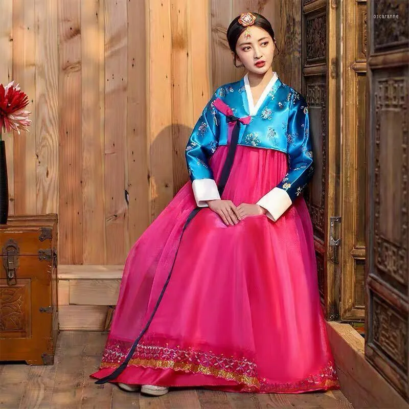 Etniska kläder kvinnor Hanbok koreanska traditionella klänning nationella kostymer streetwear