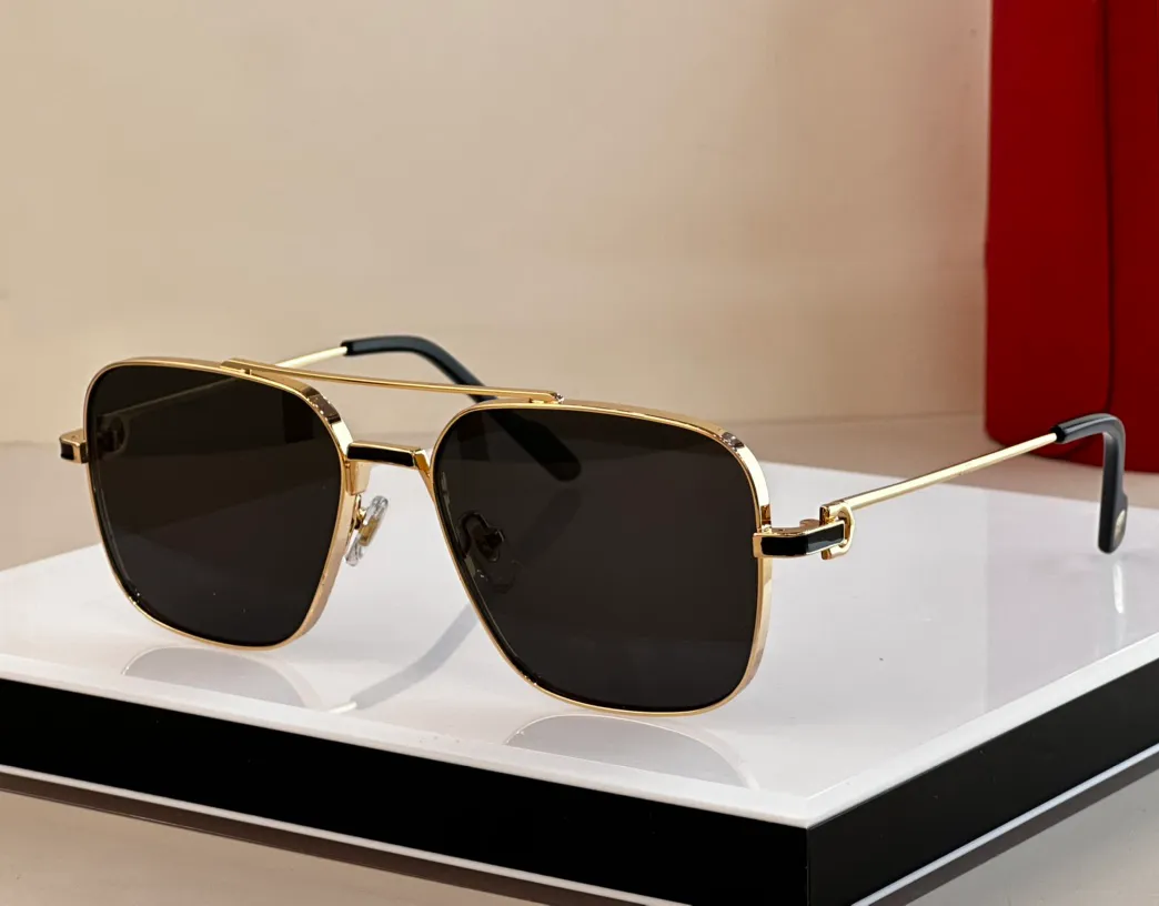 Gouden metalen vierkante zonnebril voor mannen donkergrijze zonnebril sonnenbrille tinten ontwerper zonnebril gafas de sol uv400 bescherming brillen met doos