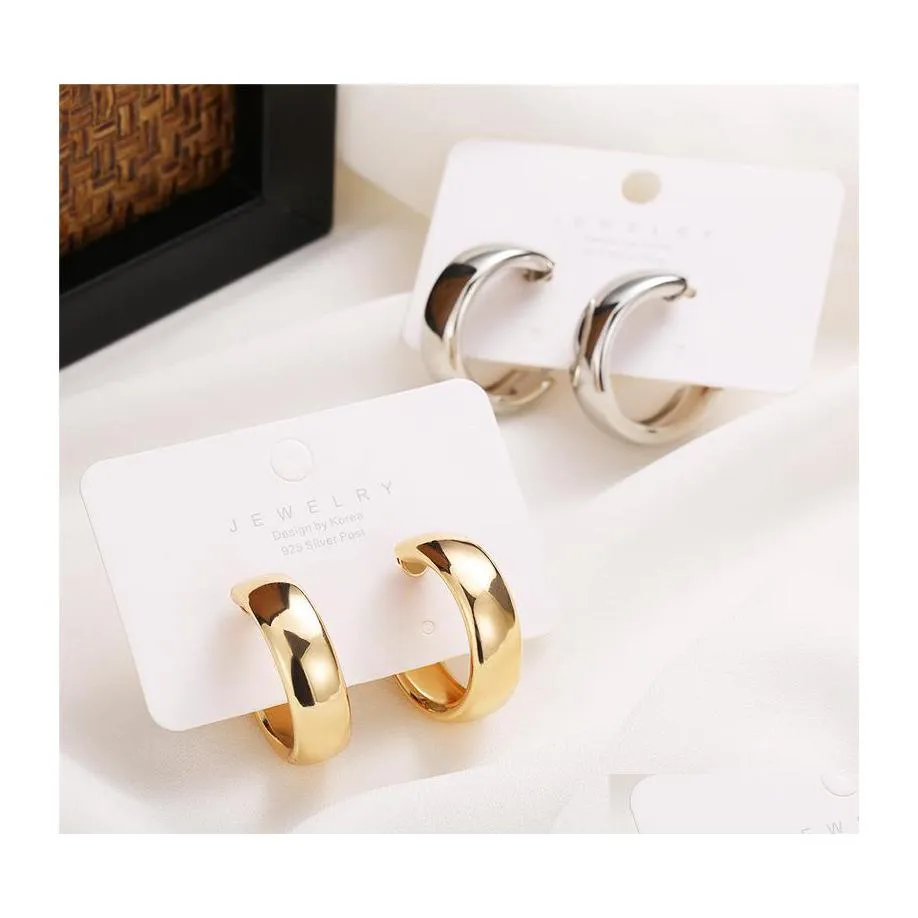 Hoop Huggie Hie Punk gothique or petits cercles boucles d'oreilles pour femmes filles Cartilage cerceaux bijoux cadeaux livraison directe Dhuxt