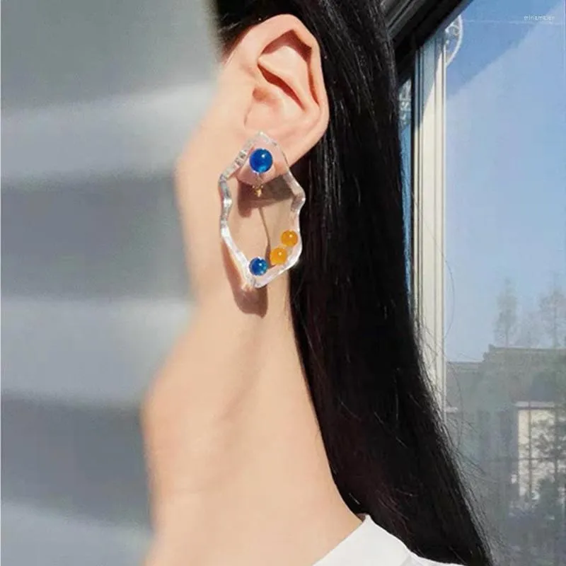 Studörhängen aensoa oregelbunden transparent akrylharts för kvinnliga gåvor mode enkla geometriska stora örhängeuttalsmycken