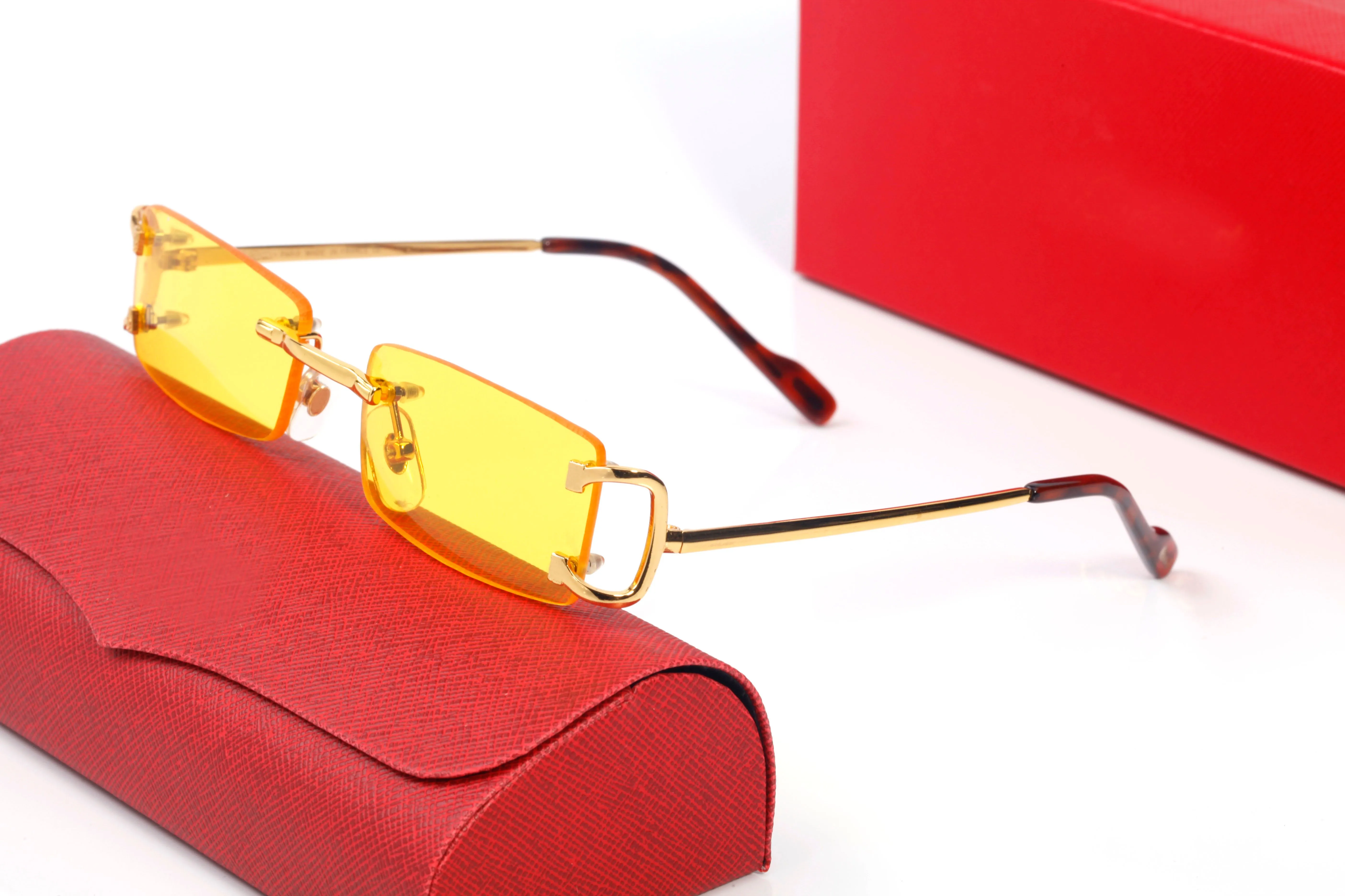 Glasses de sol amarelo Mulher masculino Proteção UV Man quadro de ouro de grandes dimensões quadradas de luxo de luxo de óculos de moda dirigindo