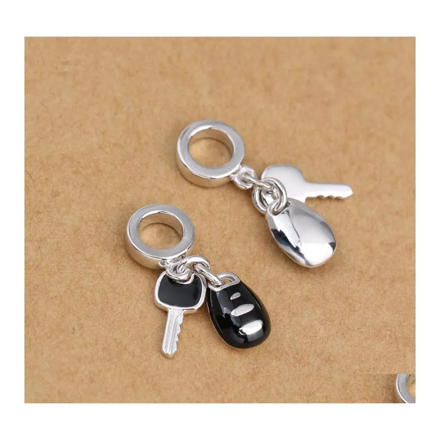 Шармс Fine Sterling Sier Car -Keys Charm Beads Fit European 925 Оригинальный браслет подвеска DIY Ювелирные аксессуары Drop Delive Найти dhrcl