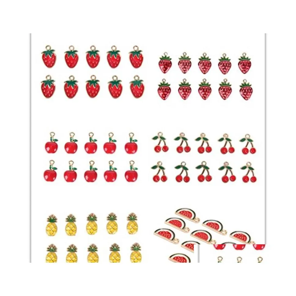 Charms 10 stcs/set email fruit cherry watermeloen stereberry legering hanger diy ambachtelijke bevindingen sieraden maken accessoires drop levering com dhnqb