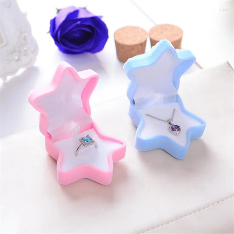 Jewelry Pouches Lovely Starfish Velvet Ring Box Earring Pendant Necklace Gift Boxes Cases Wedding Valentine's Day Wholesale 50pcs