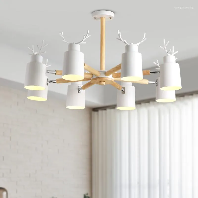 Lustres moderne LED plafond pour salle à manger salon chambre décoration de la maison fer bois intérieur lampe luminaire Design