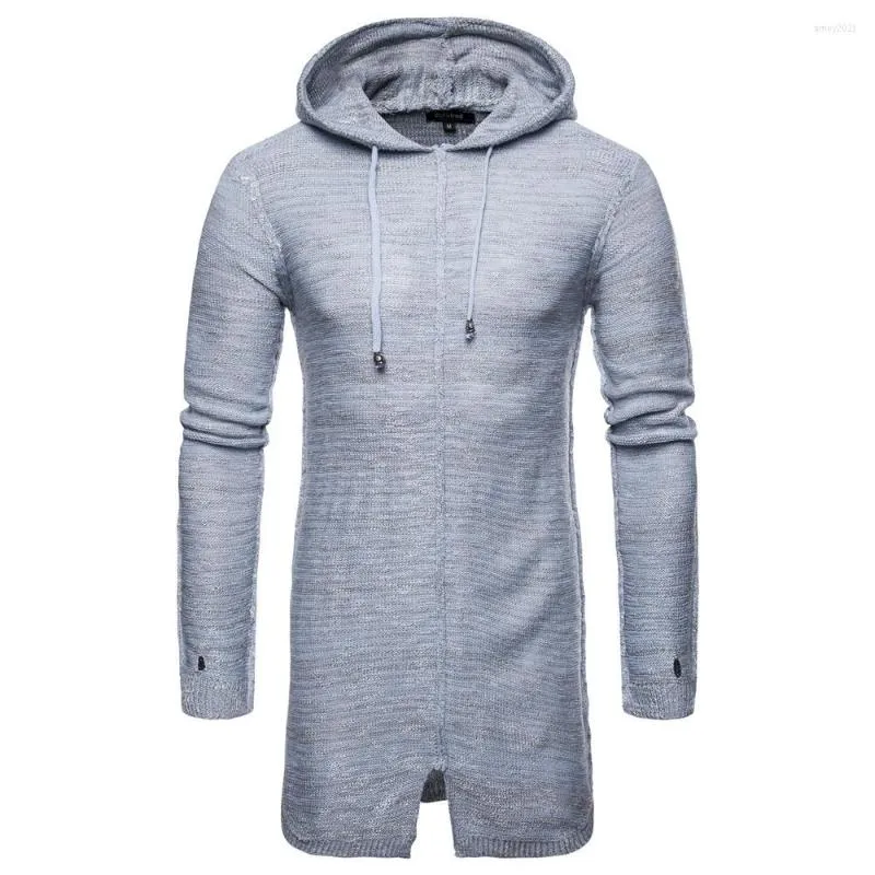 Heren Hoodies Hip Hop lange mouw lange mouw longline pullover mannen dun gebreide streetwear winter herfst thermische sweatshirts mannelijk katoen zwart