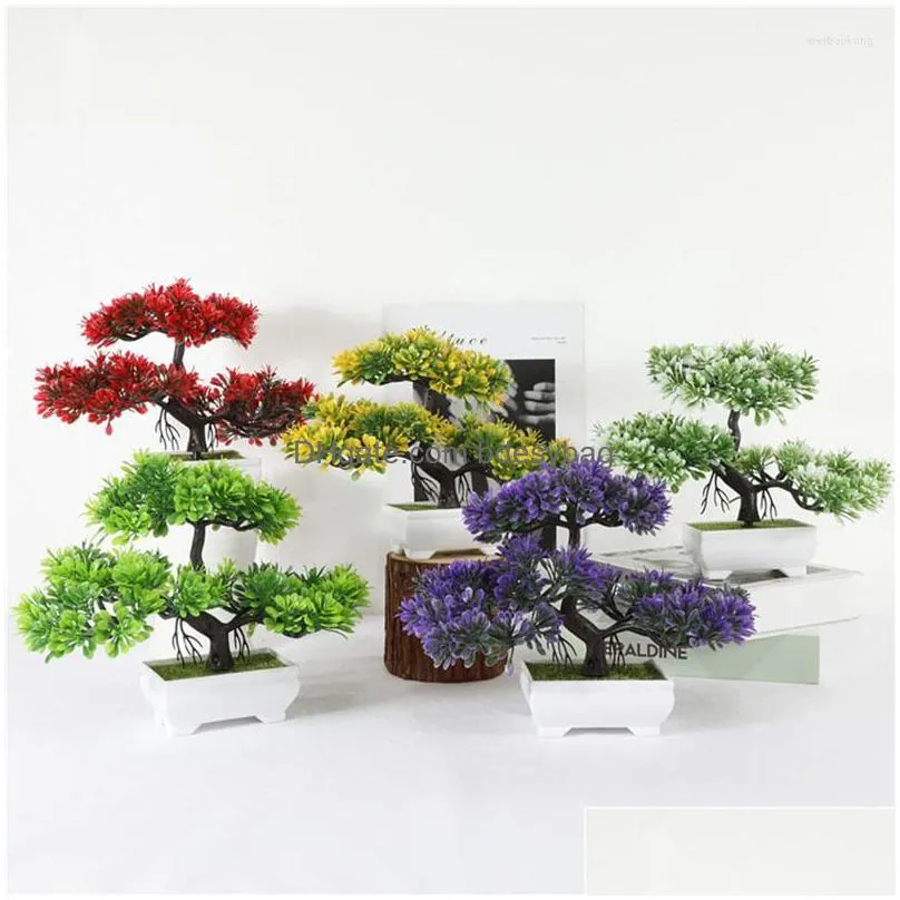 decorative flowers artificial plants pine bonsai small tree pot fake potted ornaments for home decoration el garden decor