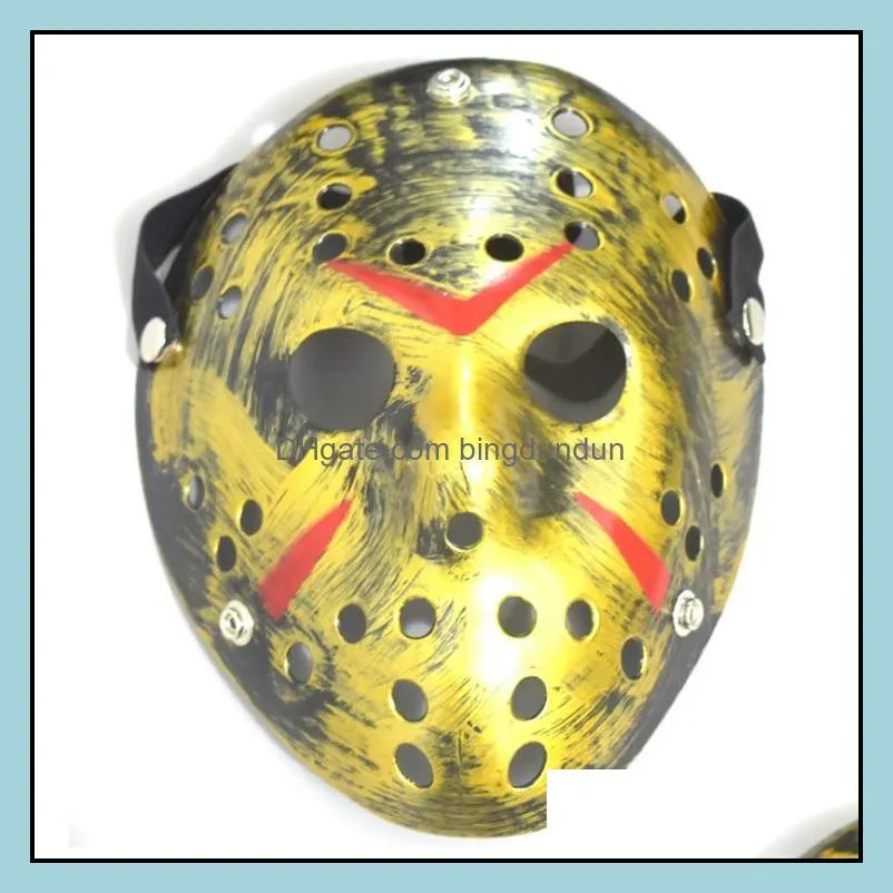 Maschere per feste Arcaistiche Jason Mask Fl Face Antique Killer Vs Friday The 13Th Prop Horror Hockey Costume di Halloween Cosplay Drop Delive Otfi0