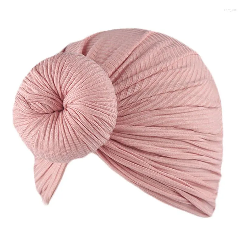 Hattar söt knuten baby turban hatt fast färg spädbarn barn beanie för född mjuk elastisk pojke flicka på motorhuven caps headwraps 0-2y
