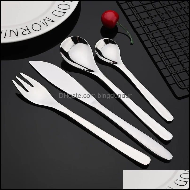 Sofra Takımı Setleri 2/4/6 Set Sier Yemek Takımı 18/10 Paslanmaz Çelik Batı Bıçağı Çatal Çay Kaşık Takım Terimleri Sierware SetFlatware DR DHK6F