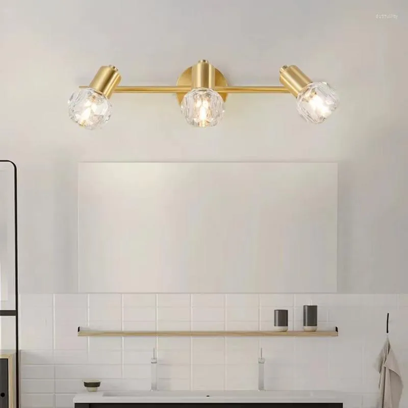 Wandlampen IWP Modern koperen kristallen spiegel Licht Luxe goud Goud eenvoudige badkamer toilet wasstanders ijdelheid lamp slaapkamer dressoir led kast