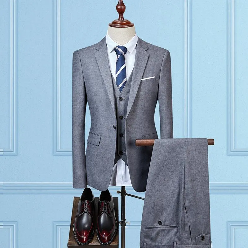 Herrenanzüge Blazer 2023 Solid Color Drei-teilig Anzug Western Youth Business Casual Single Row 1 Button Slim Slim