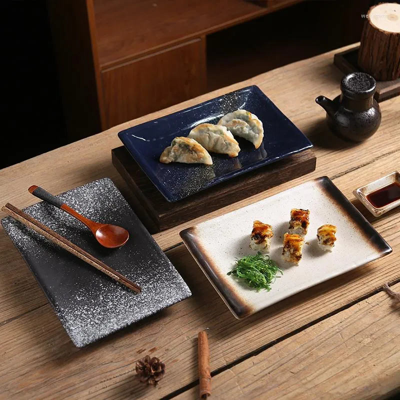 Плоты прямоугольные ретро -ужин японская керамическая посуда эль -западные рестораны стейк -паста плато плато De Service