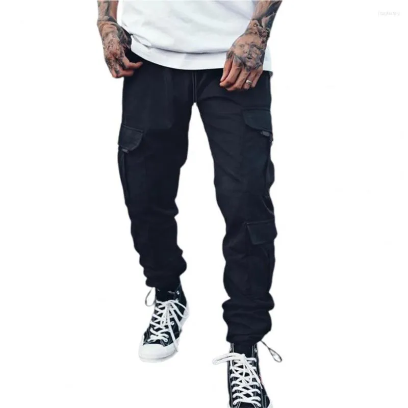 Men's Pants Simple Harem Large Side Pockets Streetwear Men Cargo Sweatpants Breathable Joggers For Dating