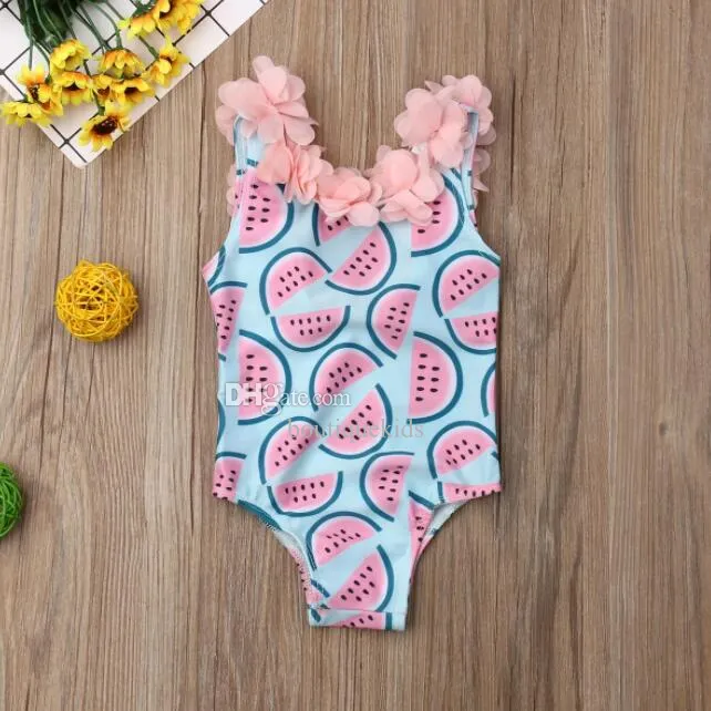 Summer Baby Girls One pezzi Swimsuit Kids Kids Bikini Watermelon Floral Backess Bambini da spiaggia da bagno per bambini
