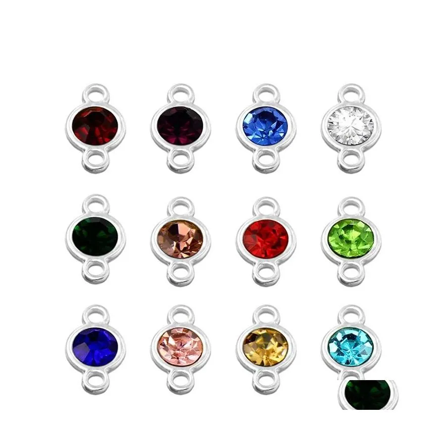 Charms 12Pcs/Lot 12 Colors Birthstone Necklace Pendant Hang Fit For Chain Diy Jewelry 518 Q2 Drop Delivery Findings Components Dhnru