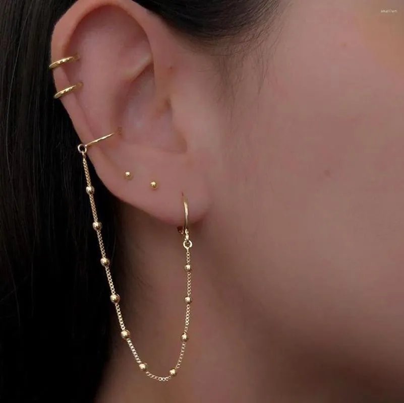 Orecchini a bottone JWER coreano moda semplice metallo per donne ragazze carino orecchio clip polsino catena nappa gioielli Boucle D'oreille