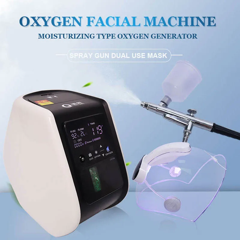 Masque Anti-âge à Jet d'oxygène, Solution de pelage aquatique, dispositif de levage du visage, thérapie photonique Led, Machine à Jet d'oxygène