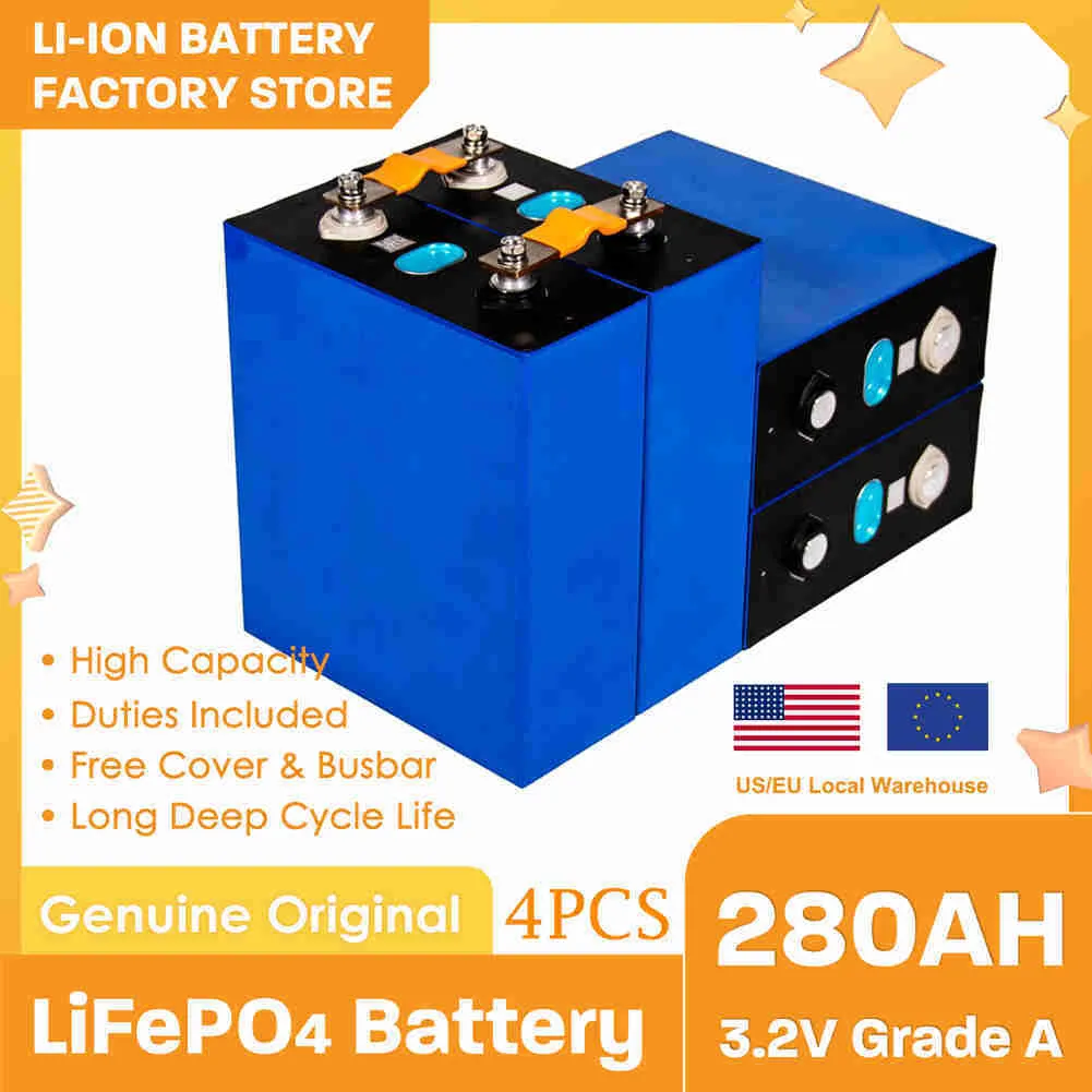 3.2V LiFePO4 280AH batterie flambant neuf Rechargeable Lithium fer Phosphate batterie bricolage 12V 24V 48V RV bateau système solaire voiturette de Golf