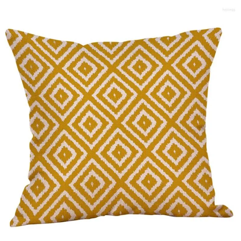 Pillow Cotton Linen Mustard Case Yellow Geometric Fall Autumn Cover Pillowcase Throw Home Decorative Jj20