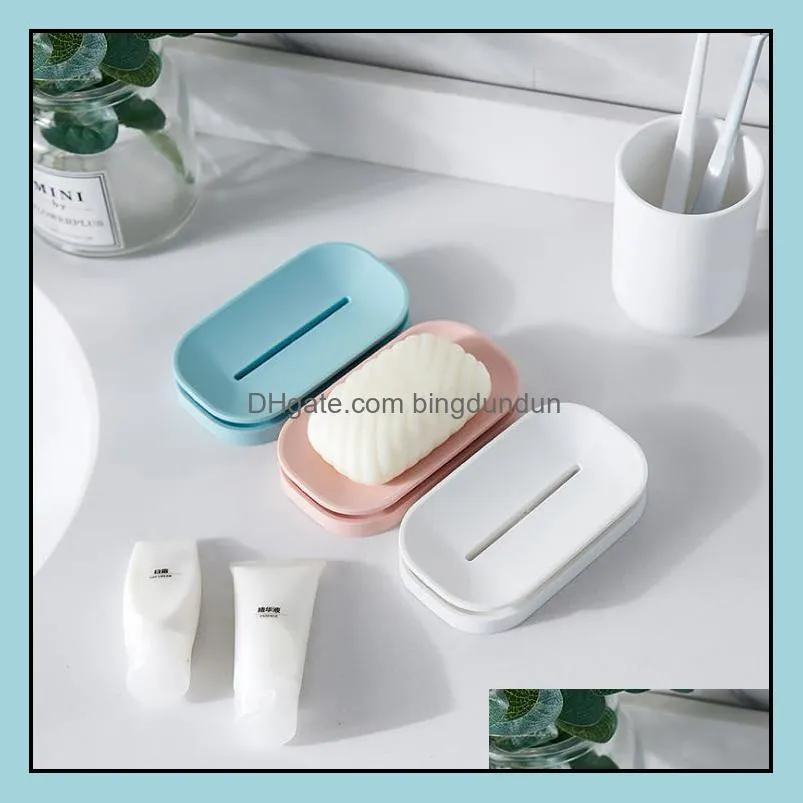 Soap Dishes Unique Bathroom Colorf Holder Plastic Double Drain Tray Container For Bath Shower Sn3748 Drop Delivery Home Garden Access Dhex3