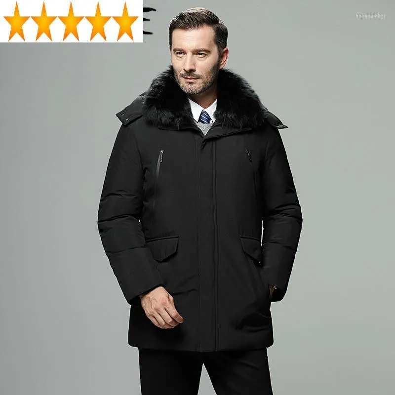 Men's Down 90% White Duck Winter Coat Men Real Rex Fur Collar Plus Size Puffer Jacket Warm Casaco 1706 YY1342