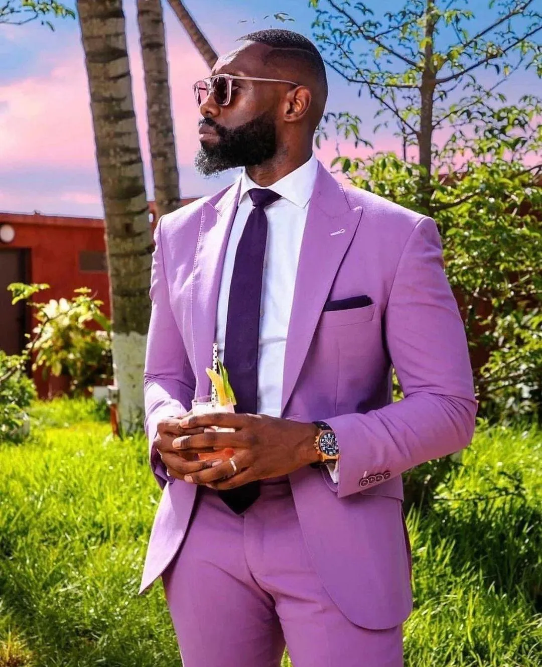 Groom Attire Purple Slim Suit Purple Men Slim Fit Suits Formal