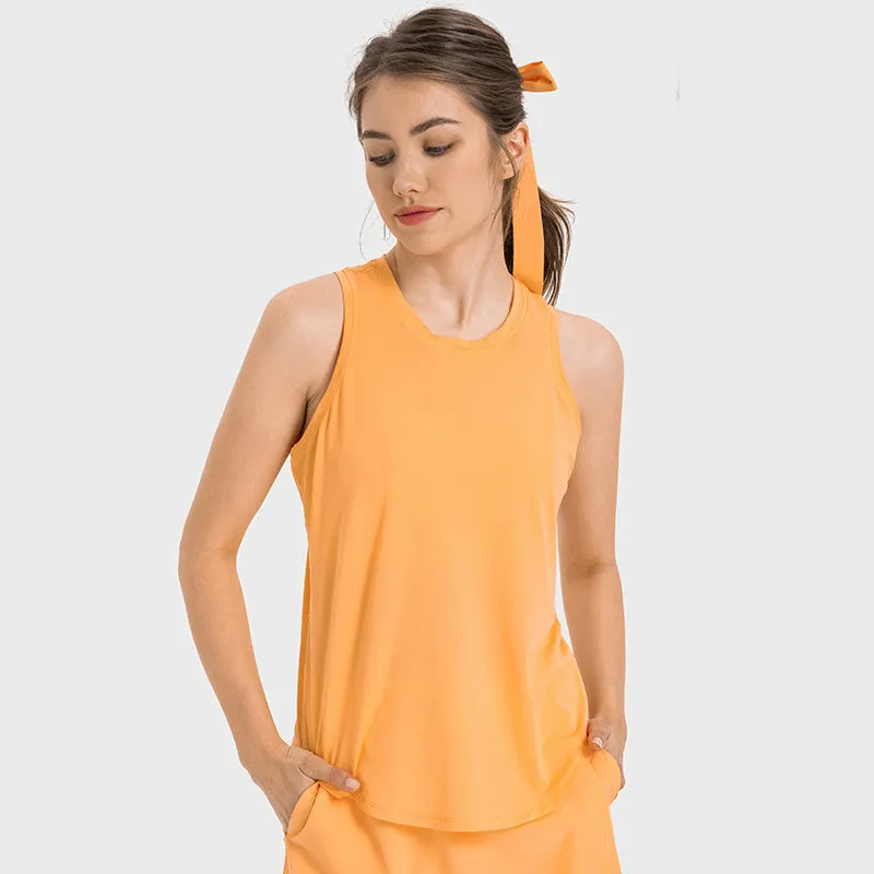 L332 Camicia da tennis ad asciugatura rapida Jacquard Yoga Top Tessuto raffreddato ad acqua Donna Camicetta da corsa all'aperto Felpa fresca Camicie grembiule