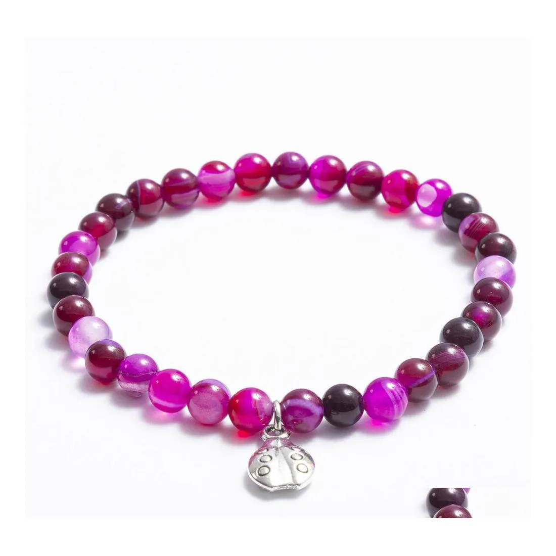 Bracelets De Charme Naturel De Guérison Cristal De Pierres Précieuses Bijoux Agate Perles Pour Femmes Hommes Couple Pendentif Élastique Bracelet Q302Fz Drop Delive Dhz5U