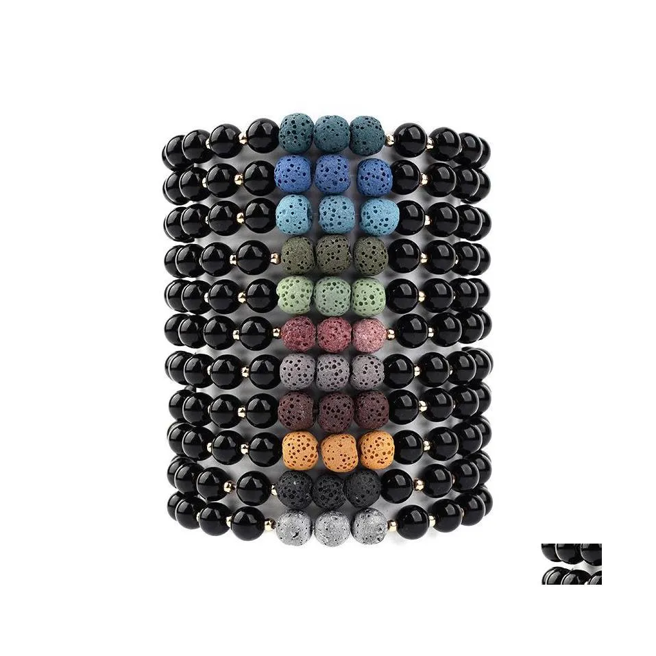 Charm Bracelets 8Mm Lava Stone Beads Bracelet Aromatherapy Essential Oil Diffuser For Mon Bangle Rock Yoga Strand Jewelry Q73Fz Drop Dh9Ah