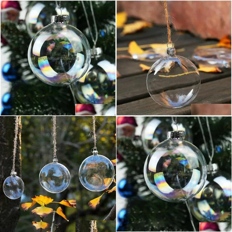 party decoration 6pcs christmas glass ball clear bauble xmas ornament pendant wedding diy supply event round memory ball1