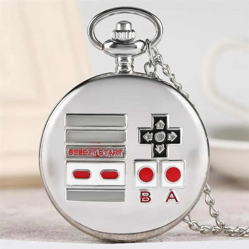 Montres de poche arrivées 2023 Gamepad Design montre à Quartz exquis pendentif horloge collier en argent pour hommes femmes enfants