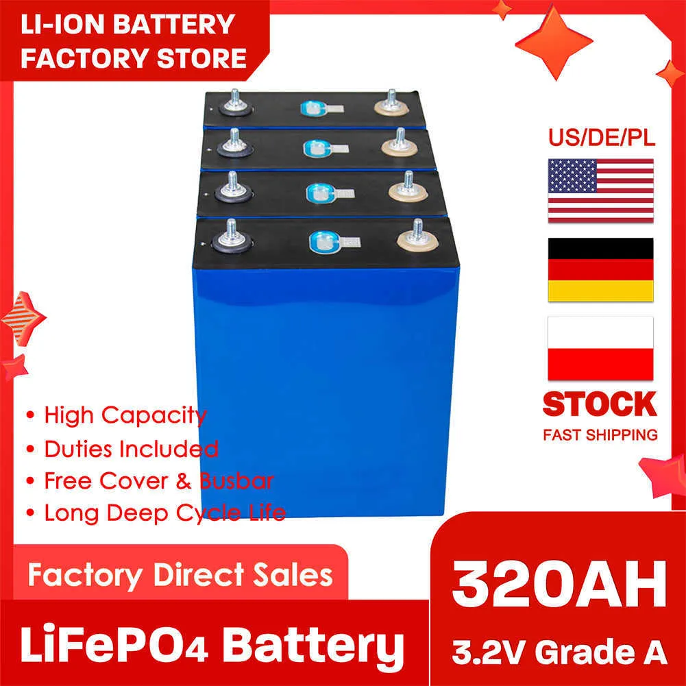 1-16Pcs 3,2V 320Ah Lifepo4 Batterie Grade A Wiederaufladbare Batterie Lithium-Eisen Phosphat Zelle DIY Golf Cart boot RV Solar System