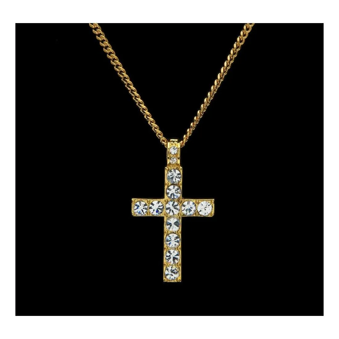 Pendanthalsband Mens Iced Out Cross for Women Hip Hop Bling Crystal Crucifix Gold Sier Chains Rapper Hiphop Jewelry Gift Drop Deli OT46D